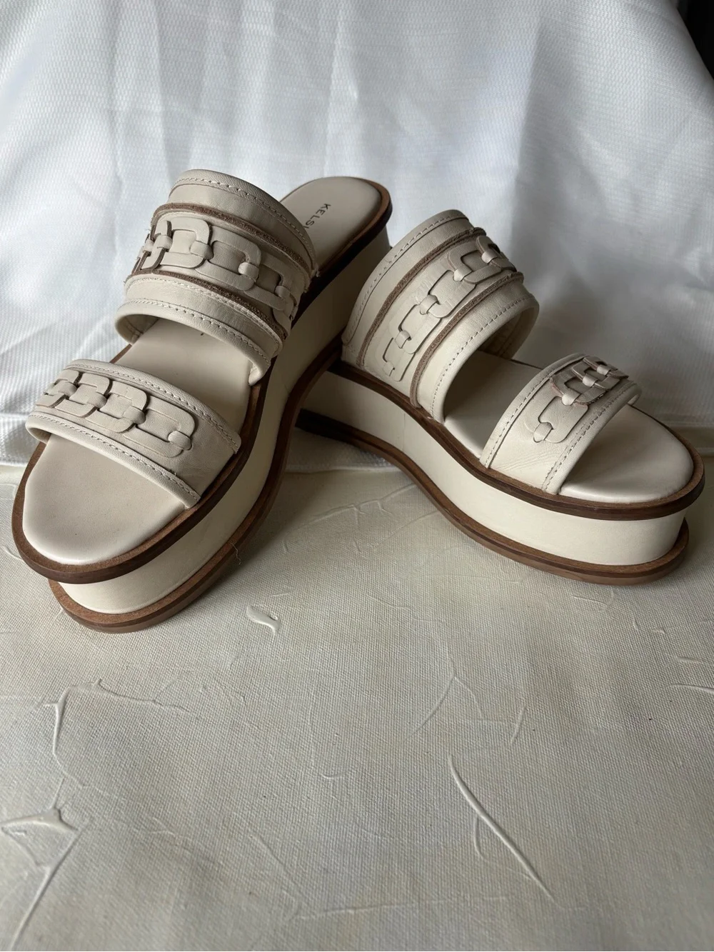 Kelsi Dagger Cream Platform Slide Sandals